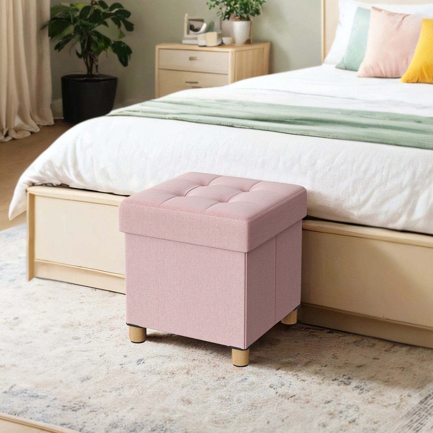 SONGMICS storage stool, small folding bench, 38