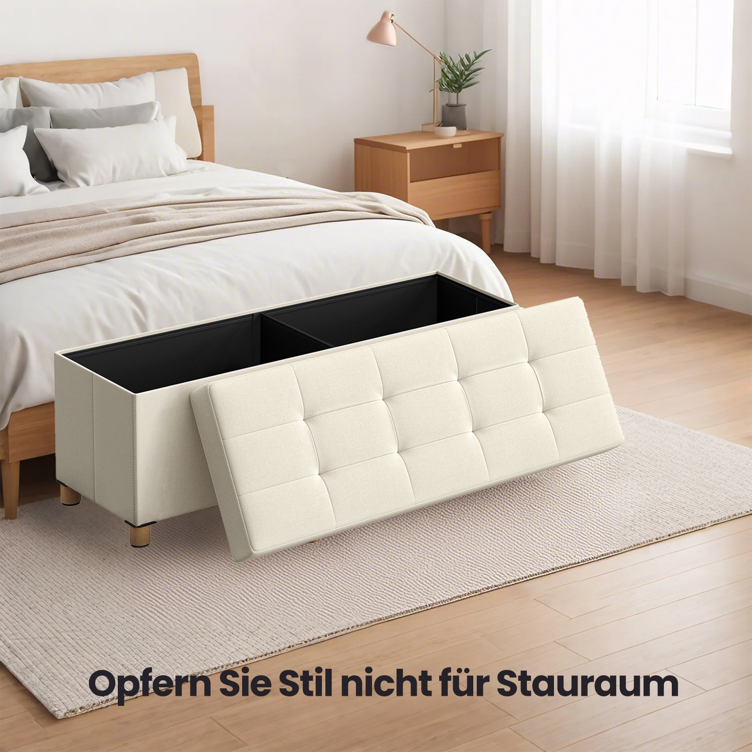 SONGMICS Stool, folding bench with storage space, legs