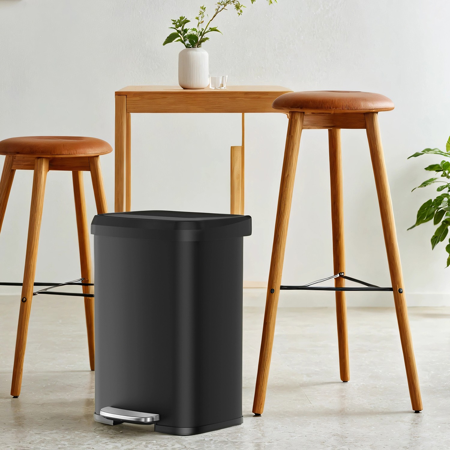 SONGMICS trash can, 50-liter waste bin, metal pedal trash can