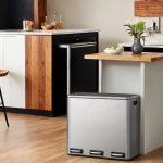 SONGMICS Kitchen Trash Can, 3 x 18 L, 3-compartment waste separation system