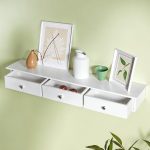 SONGMICS floating shelf, wall shelf, with 3 drawers