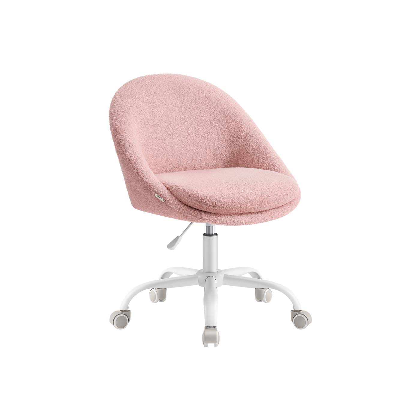 SONGMICS home office chair made of fleece, pastel pink