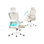 SONGMICS Ergonomisk kontorstol med netstof og foldbare armlæn