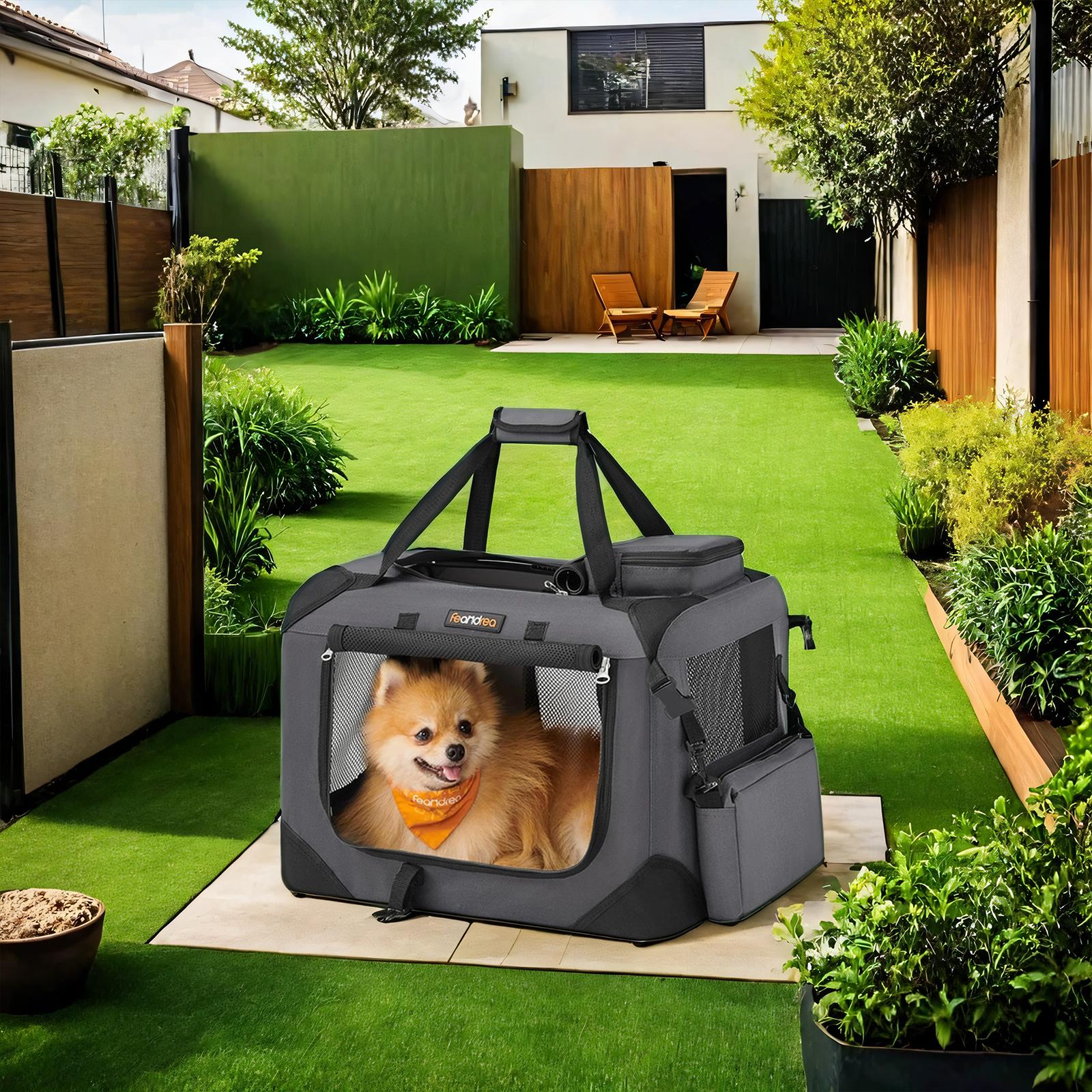 Feandrea Foldable Dog Crate, Transport Box, Dog Bag