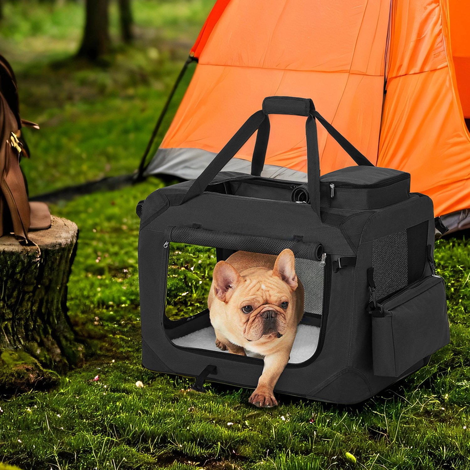 Feandrea hopfällbar hundbox, transportbox för hundar, hundväska