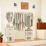 SONGMICS klädställ med 2 lådor naturbeige