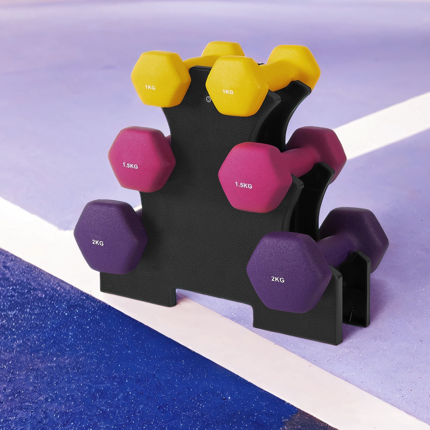 SONGMICS Dumbbell Set, Hexagon, with Dumbbell Rack
