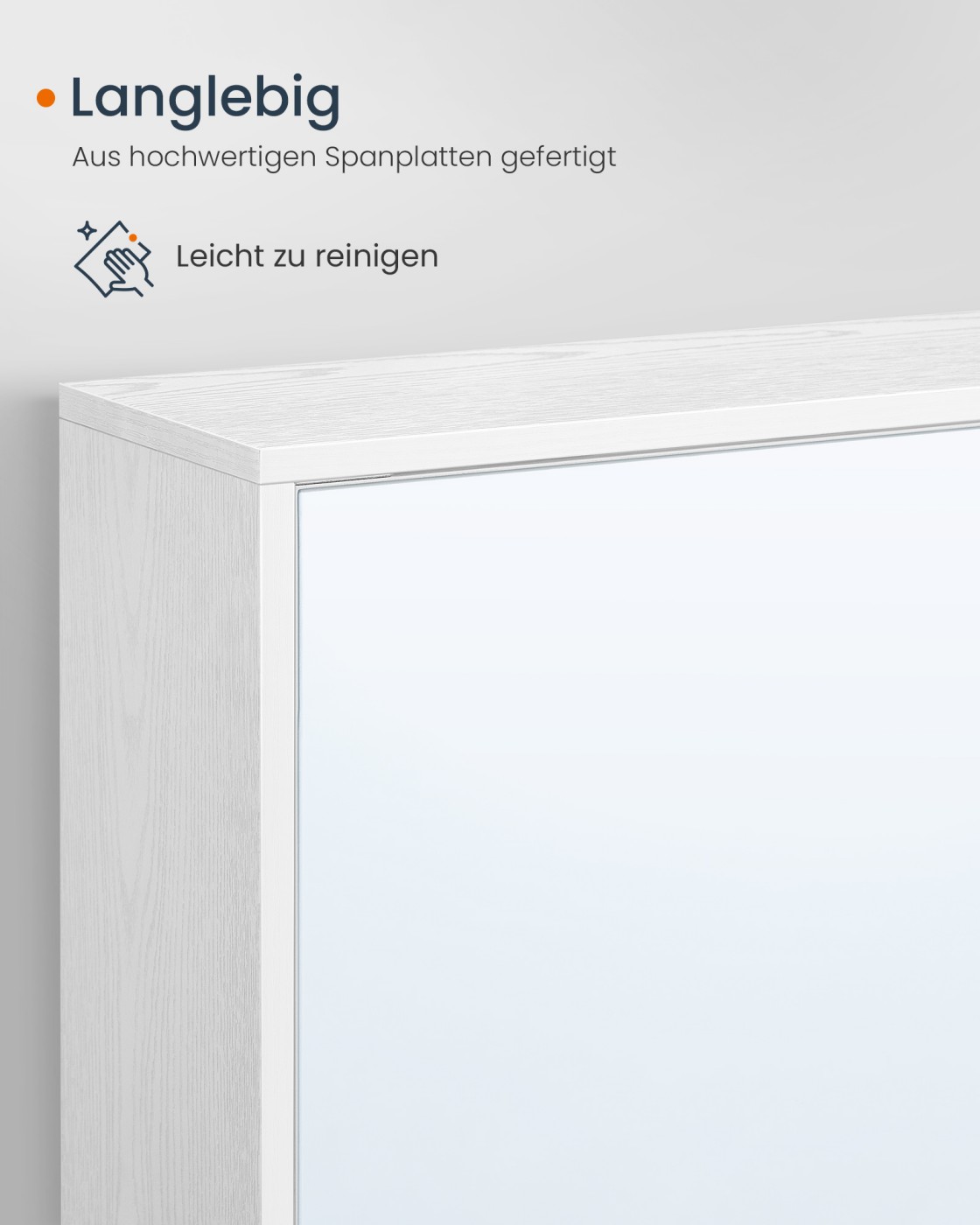 SONGMICS HOME Speilskap, baderomsskap, superrask montering uten verktøy, Toolless-teknologi, badespeil, justerbare hyller, moderne, 15 x 60 x 55 cm, snøhvit - Bilde 7
