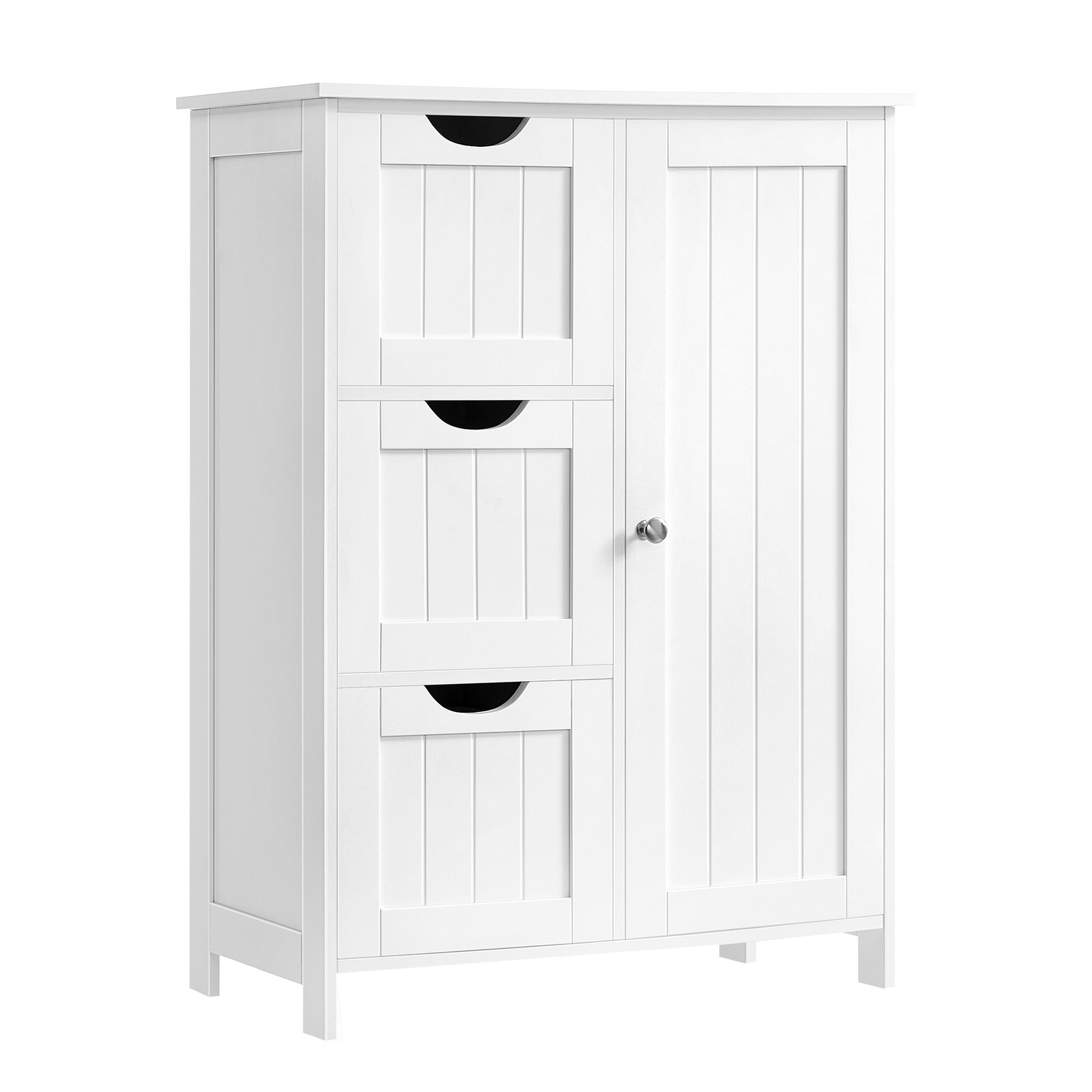 VASAGLE badeværelsesskab, badeværelsesskab med 3 store skuffer og en justerbar hylde, 60 x 30 x 81 cm, hvid