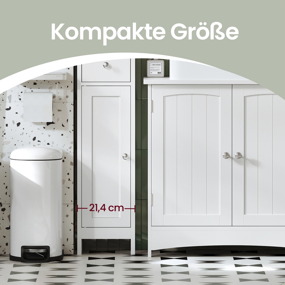 VASAGLE baderomsskap, høyt, smalt oppbevaringsskap, med justerbare hyller, skuff, åpne rom, for små rom, moderne, duvegrå - Bilde 6