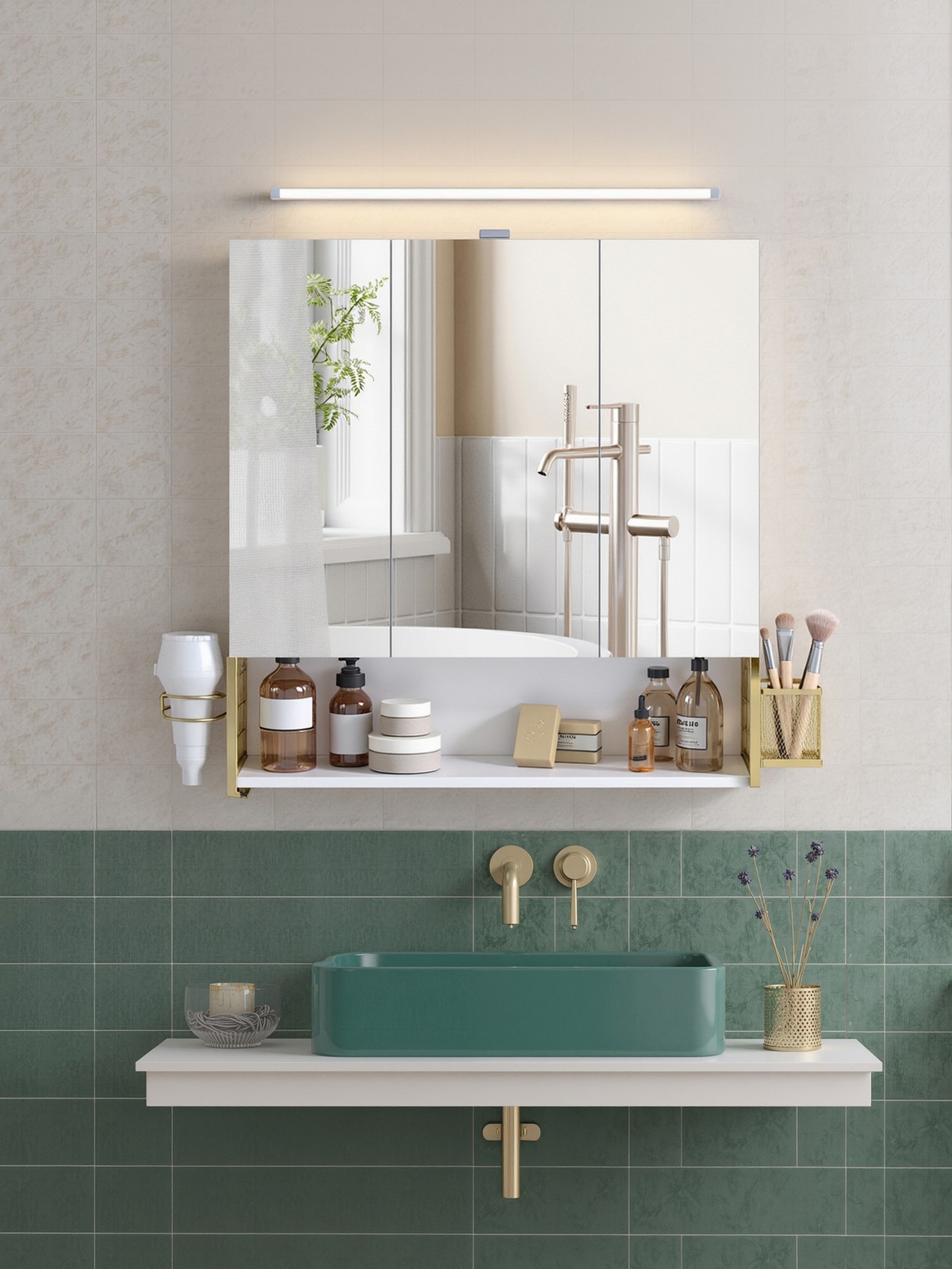 Bathroom cabinet with LED lighting, 14.6 x 70 - Image 2