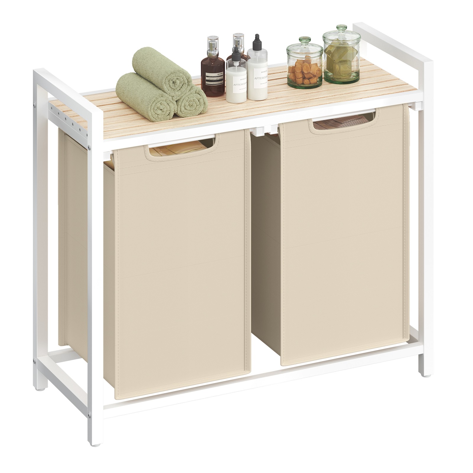 Laundry basket with 2 compartments, laundry bin with shelf, laundry box - Image 2