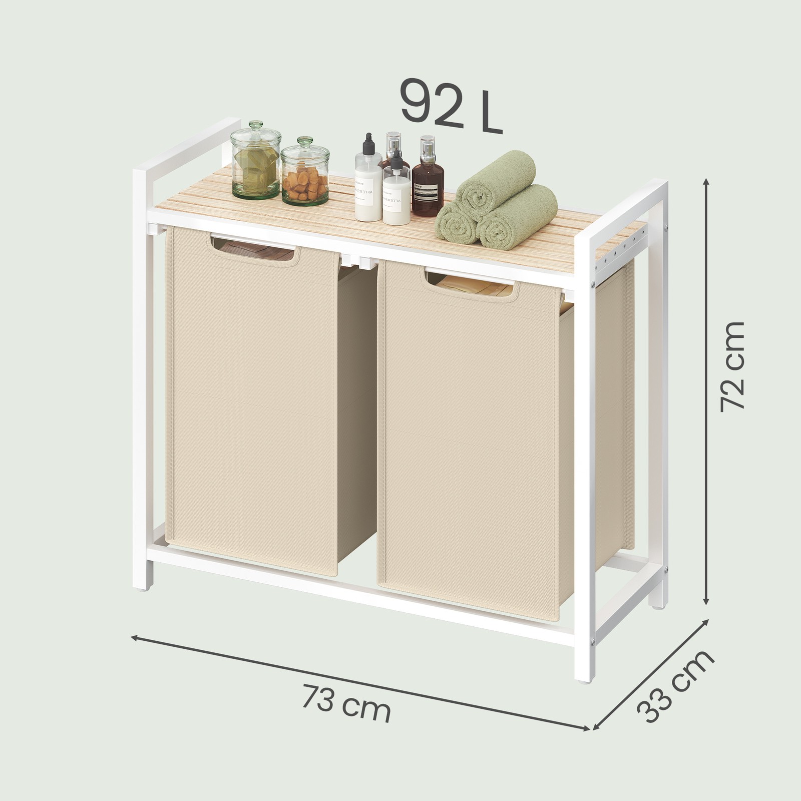 Laundry basket with 2 compartments, laundry bin with shelf, laundry box - Image 3