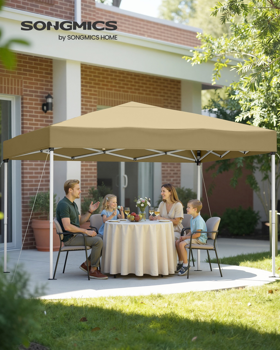 3 x 3 m gazebo for gardens and parties with sunshade, beige - Image 2