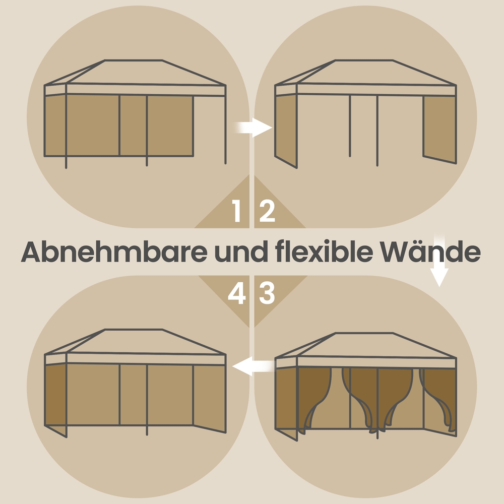Sammenleggbart telt 6 x 3 m, med sidevegger, stabilt, paviljong til hagen - Bilde 8