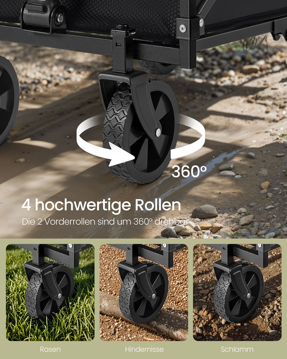 Fällbar handvagn upp till 150 kg, bläcksvart - Bild 6