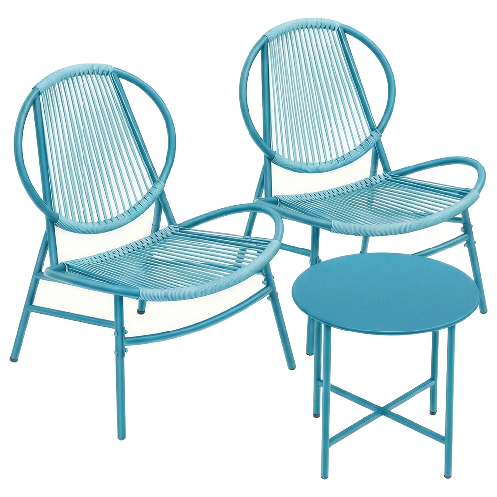 Balkongmøbler, sett med 3 deler, hagemøbelsett med bord og 2 stoler, PE-polyrattan