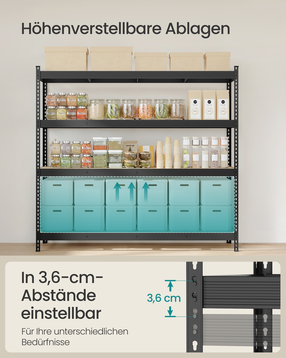 Tungt reol med 4 stabile hylder af 8 mm tykt MDF - Billede 4