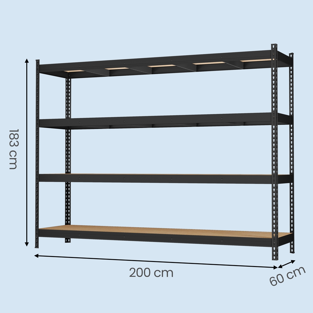 Heavy-duty shelving unit, freestanding with 4 shelves, 60 x 200 x 183 cm - Image 3