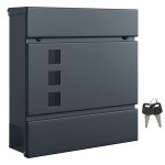 SONGMICS XL postkasse med avisrom, 9,5 x 29 x 31 cm, klistremerke mot uønsket reklame, vindu, låsbar, 2 nøkler, moderne, enkel montering, antrasitt