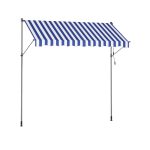 Klemme-markise 300 x 120 cm med håndsving til solafskærmning, blå-hvid