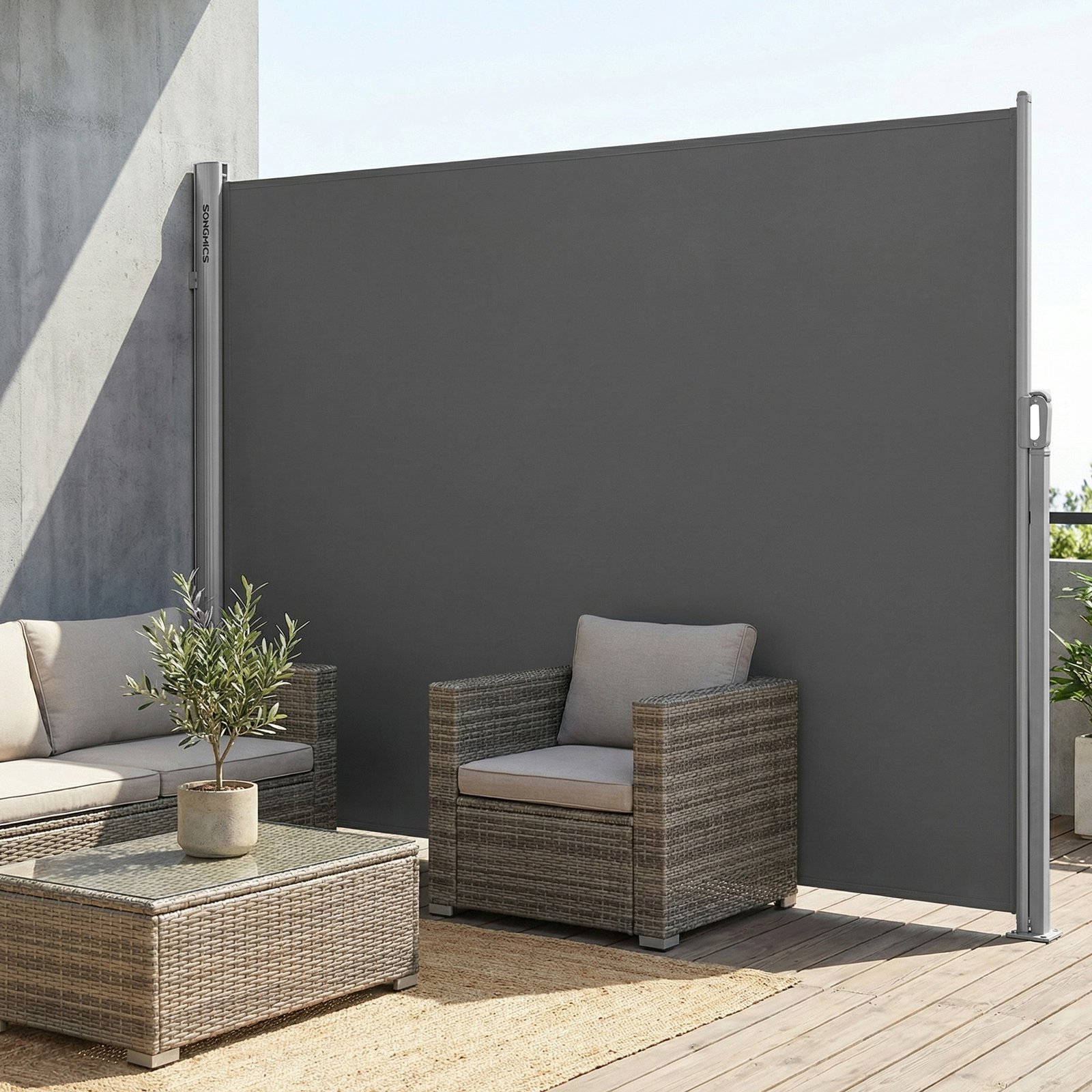 Side awning with aluminum alloy cassette, extendable, opaque - Image 5
