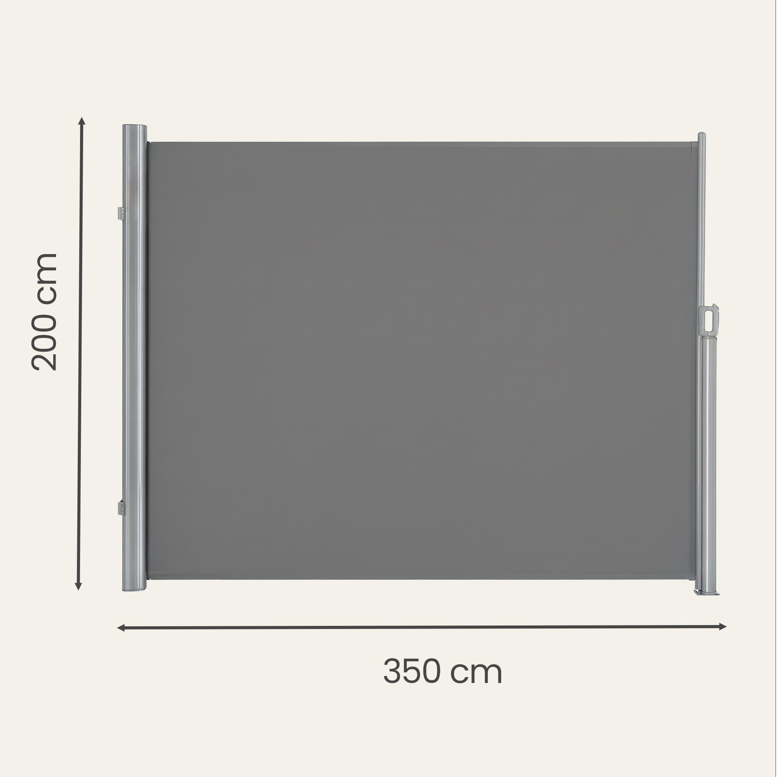 Side awning with aluminum alloy cassette, extendable, opaque - Image 3