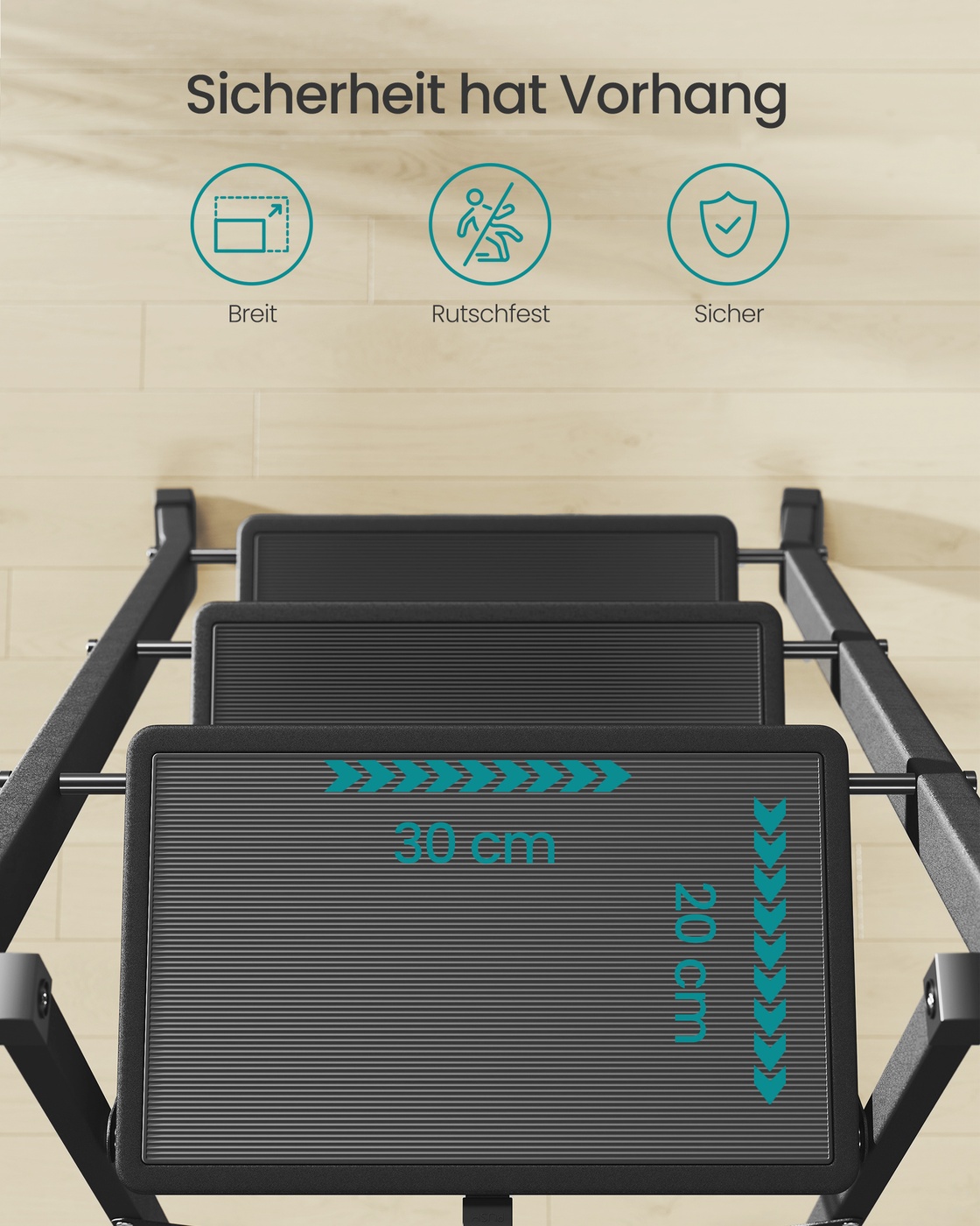 3-step folding stepladder with folding lock 43 x 67 x 98 cm black - Image 5