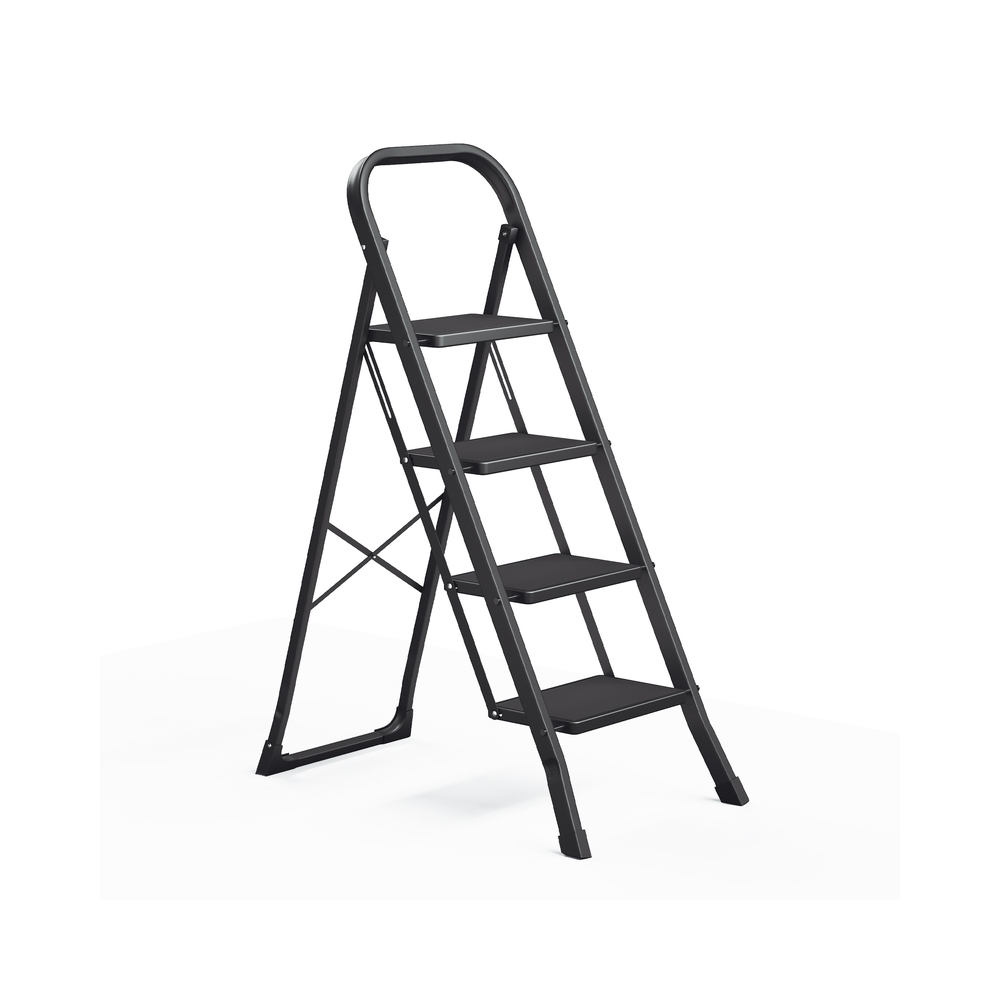 4-step folding stepladder with folding lock 89 x 45 x 127 cm black