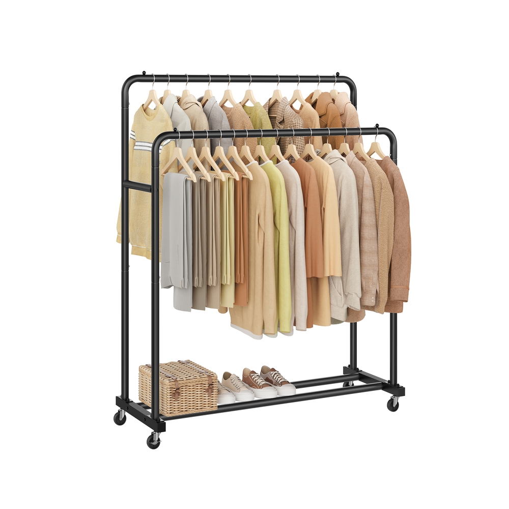 Clothes Rack Double Rods Holds up to 90 kg 46.5 x 110 x 155.5 cm Ink Black
