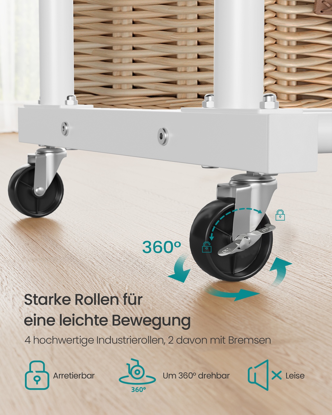 Tøjstativ med dobbelt stang bærer op til 90 kg 46,5 x 110 x 155,5 cm mat hvid - Billede 4
