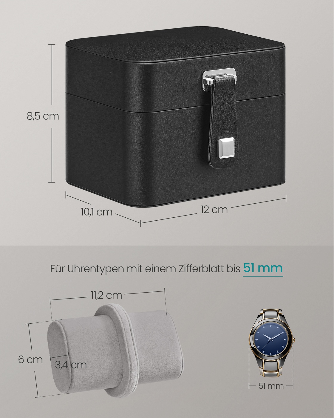 Watch box with two compartments and soft lining - Image 5