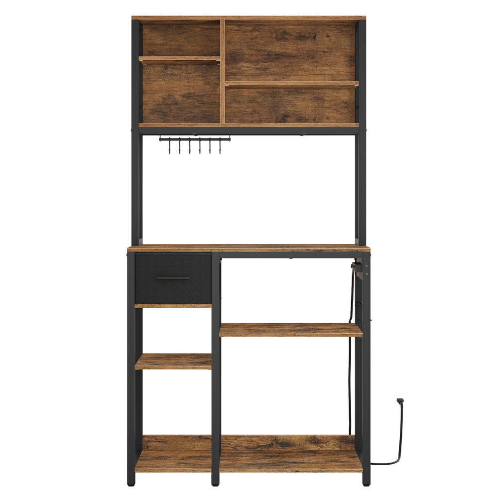 Kitchen shelf with outlets, freestanding shelf, microwave shelf