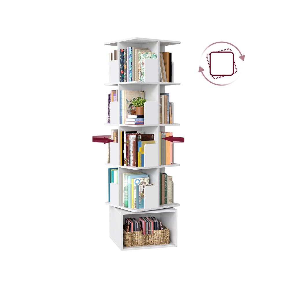 Custos Collection - Rotating bookshelf with open compartments and 5 levels
