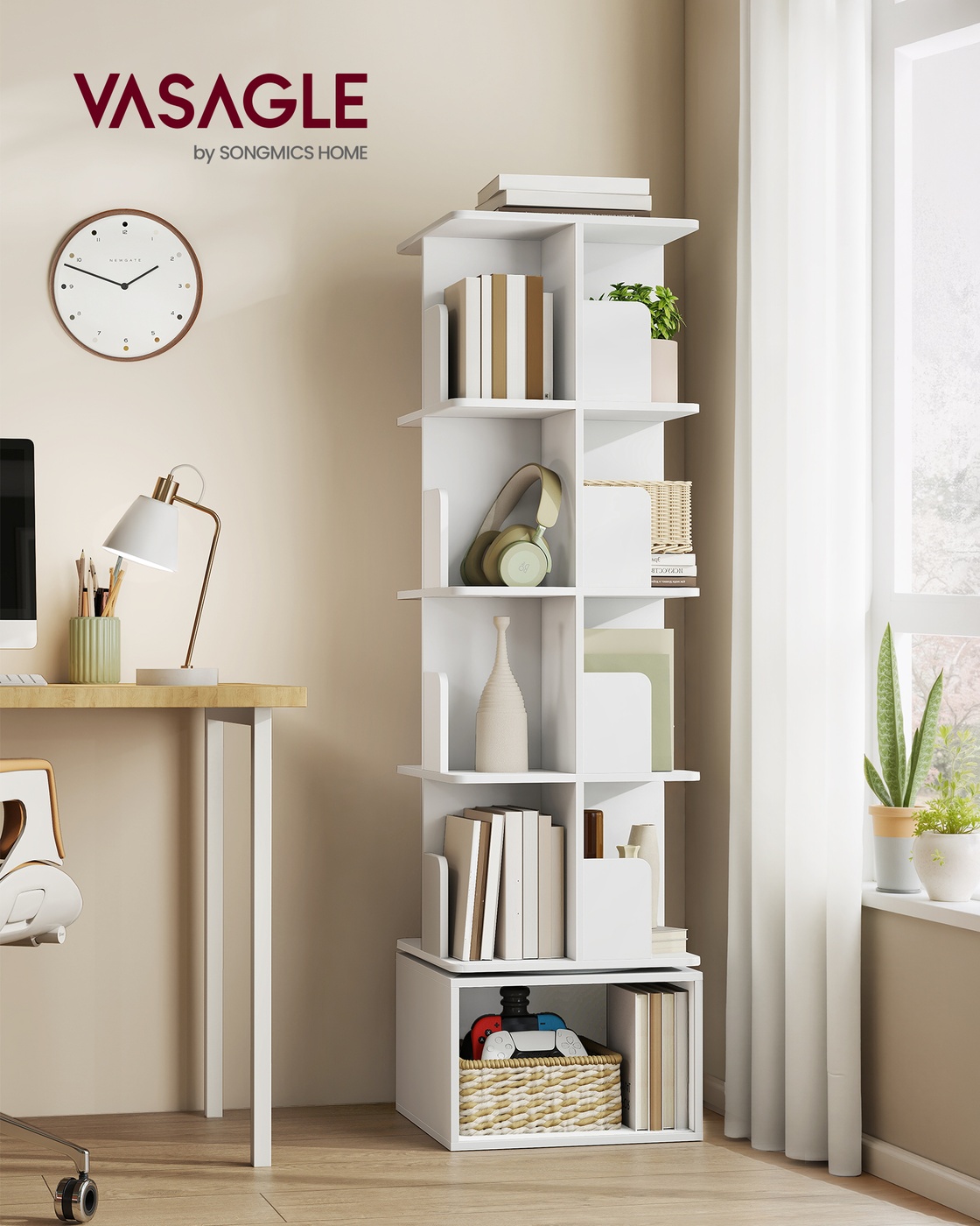 Custos Collection - Rotating bookshelf with open compartments and 5 levels - Image 2