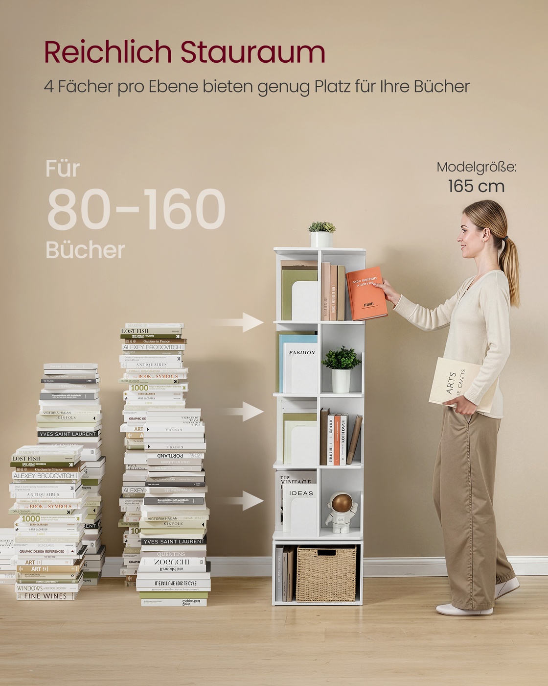 Custos Collection - Rotating bookshelf with open compartments and 5 levels - Image 4