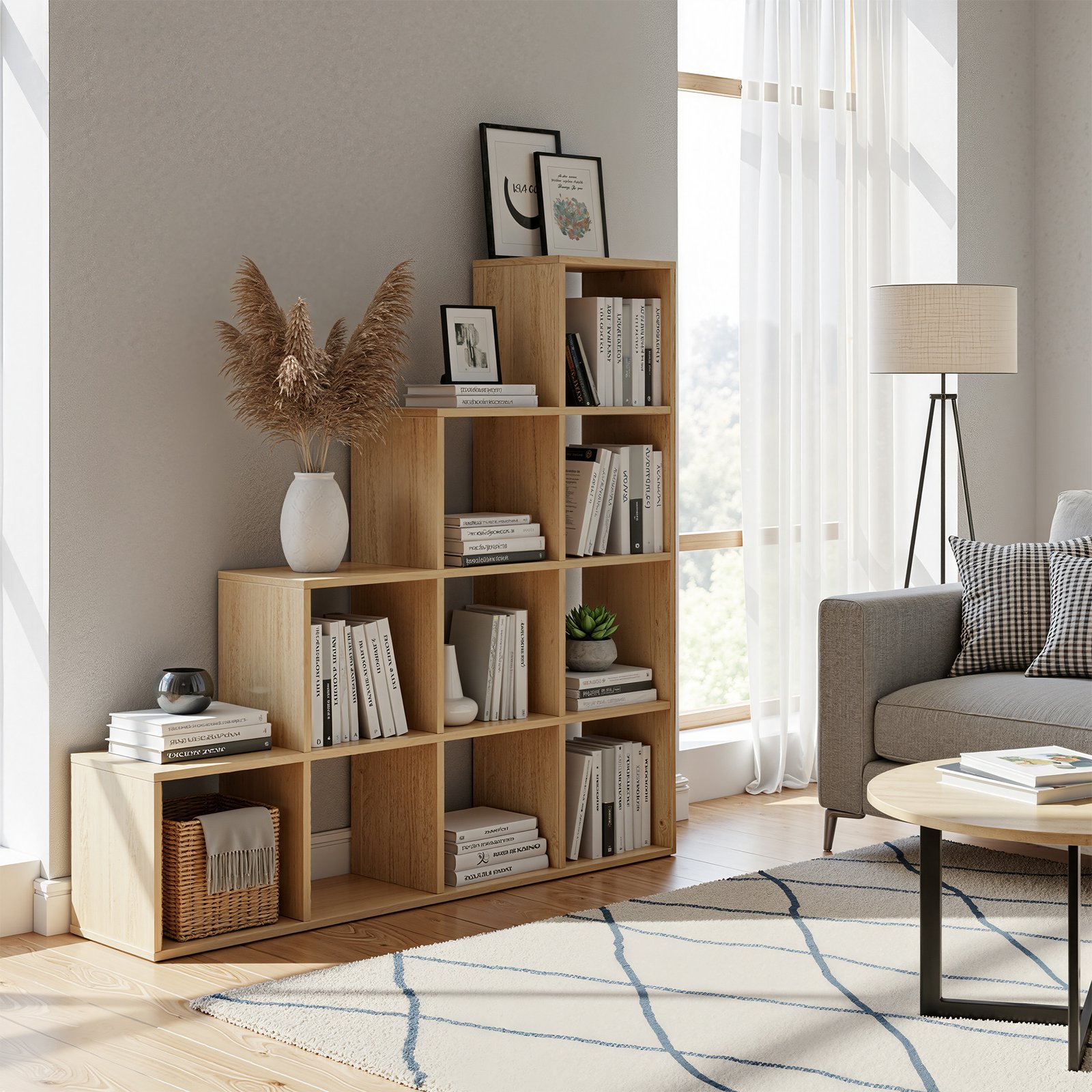Bookcase with 10 shelves, tiered shelf, living room - Image 4