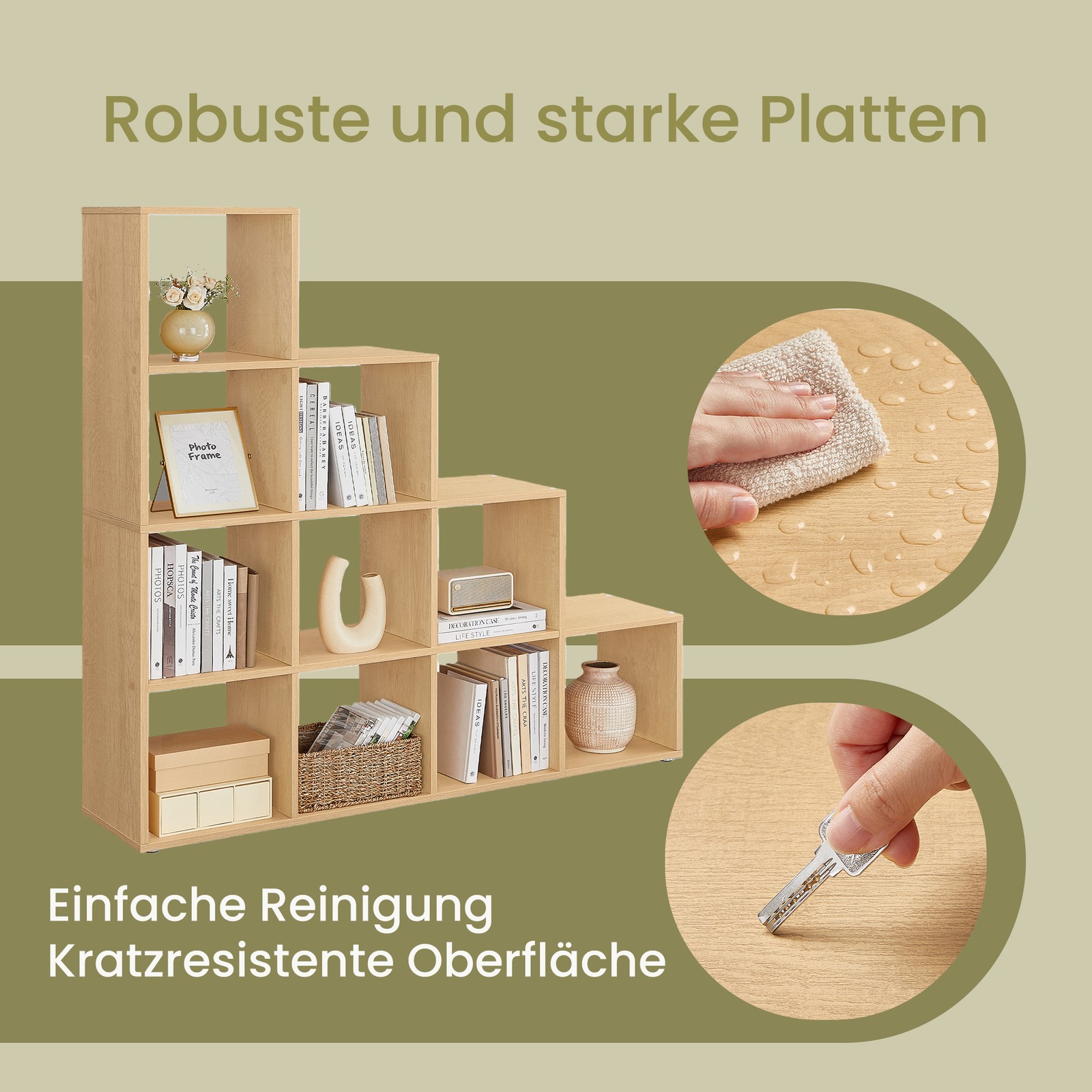 Bookcase with 10 shelves, tiered shelf, living room - Image 6