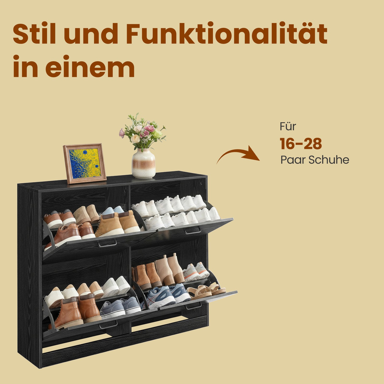 Shoe rack, with 4 flaps, shoe shelf - Image 7