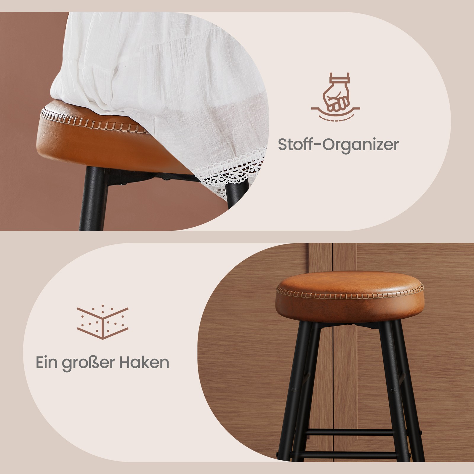 Barstolar, 2-pack, barpall, köksstol - Bild 8
