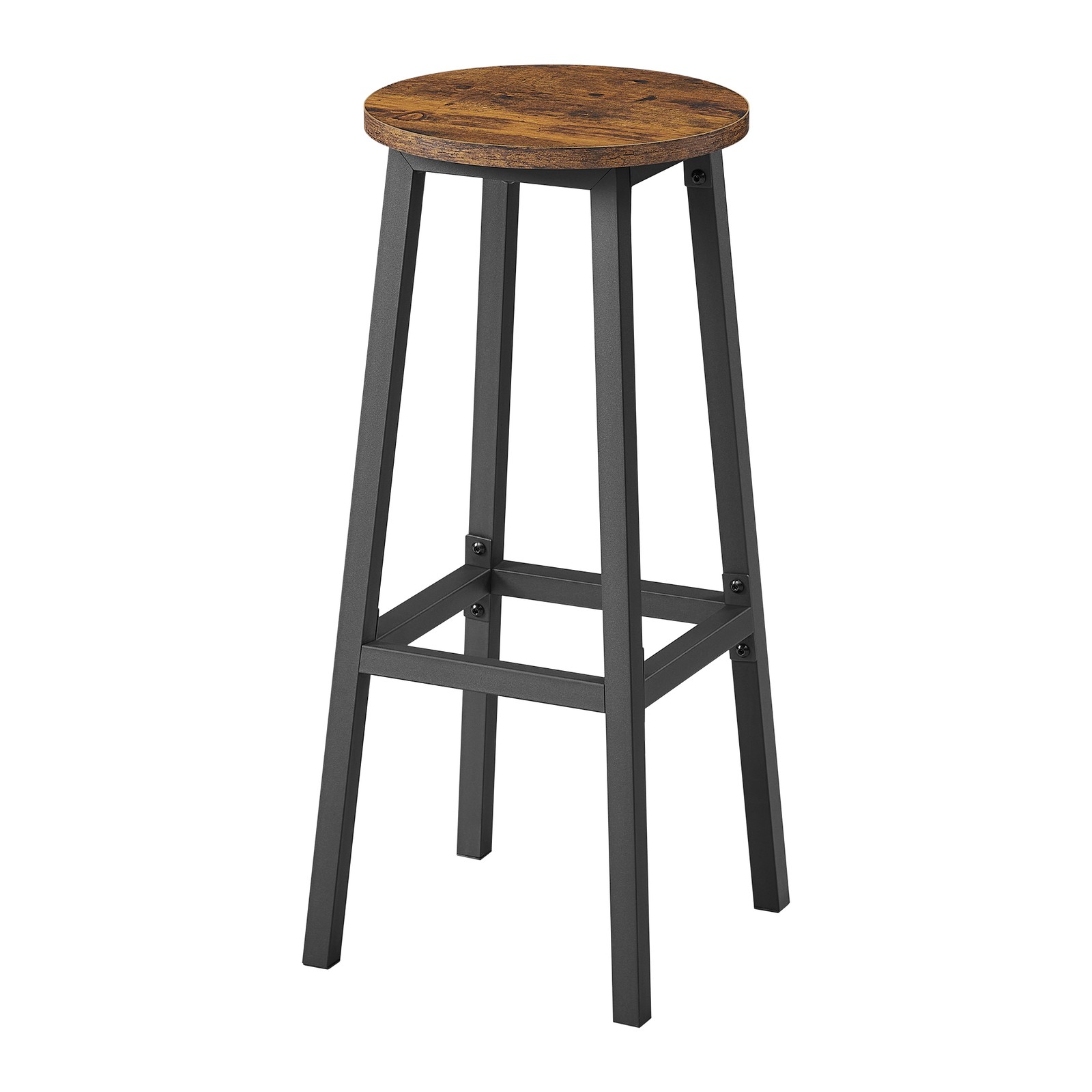 VASAGLE barstole, sæt med 2 stk., barstole, køkkenstole med metalstel, nem montering, 74 cm høje, med fodstøtte, til køkken, stue, spisestue, vintagebrun-sort - Billede 8