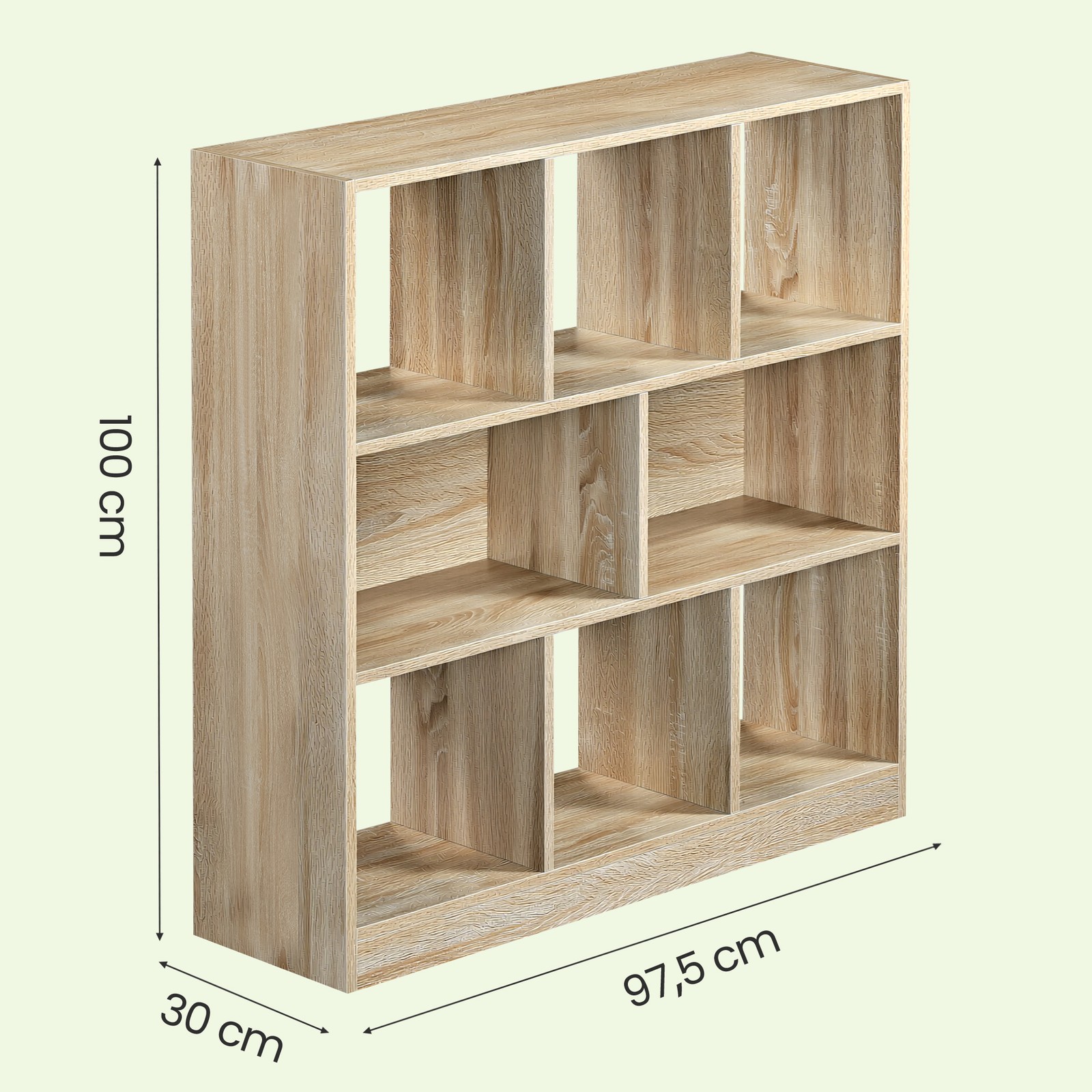 VASAGLE Bookshelf, Room Divider Shelf, Wooden Freestanding Shelving Unit with Open Compartments, Display Cabinet for Living Room, Bedroom, Kids’ Room, and Office, 97.5 x 100 x 30 cm (W x H x D), White - Image 3