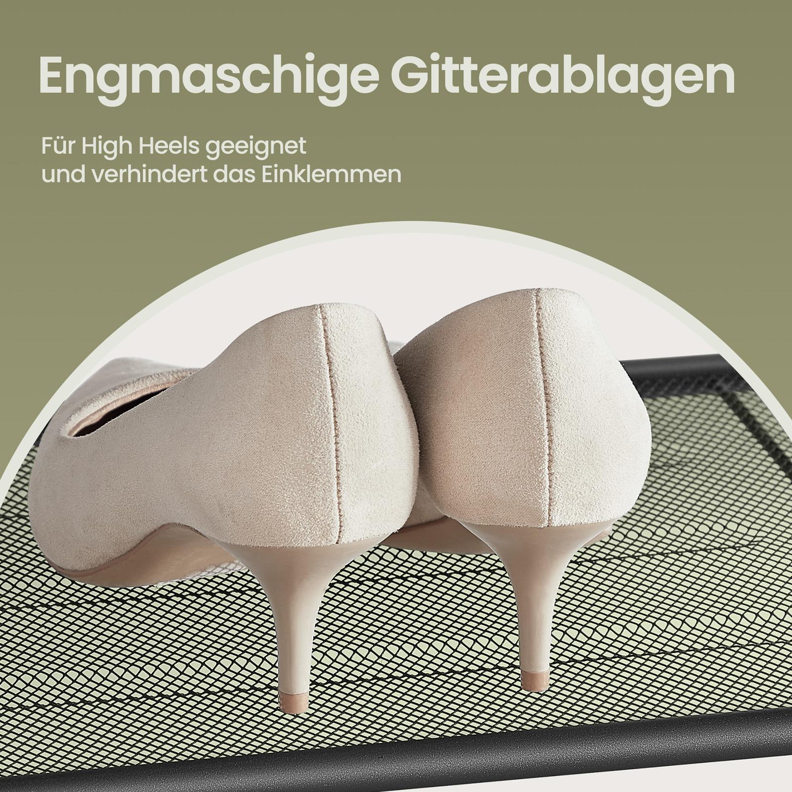 VASAGLE skohylde, skohylde med 4 gitterhylder og stor overflade til tasker, 100 x 30 x 92,5 cm, 16-20 par sko, industrielt design, hasselnøddebrun-sort - Billede 3