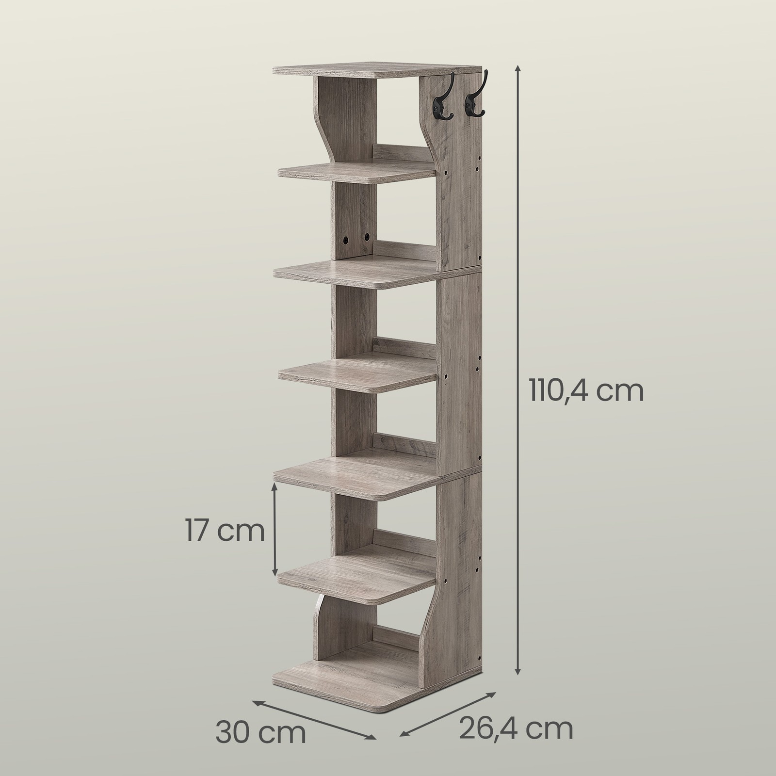 Smal skohylla, platsbesparande fristående hylla, 7 hyllplan, för hallen, hörn, skoförvaring, vit - Bild 3