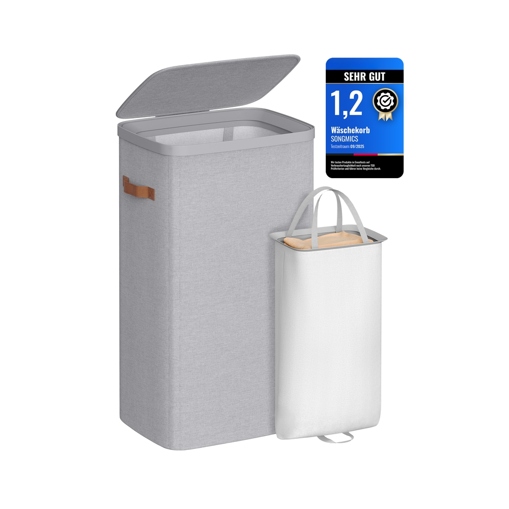 Practical laundry basket with compartments and lid