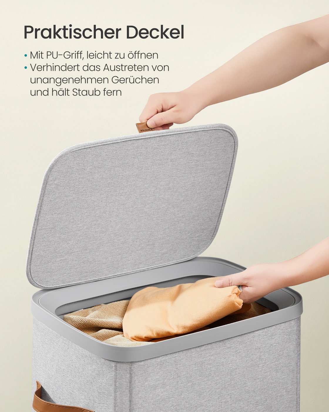 Practical laundry basket with compartments and lid - Image 3