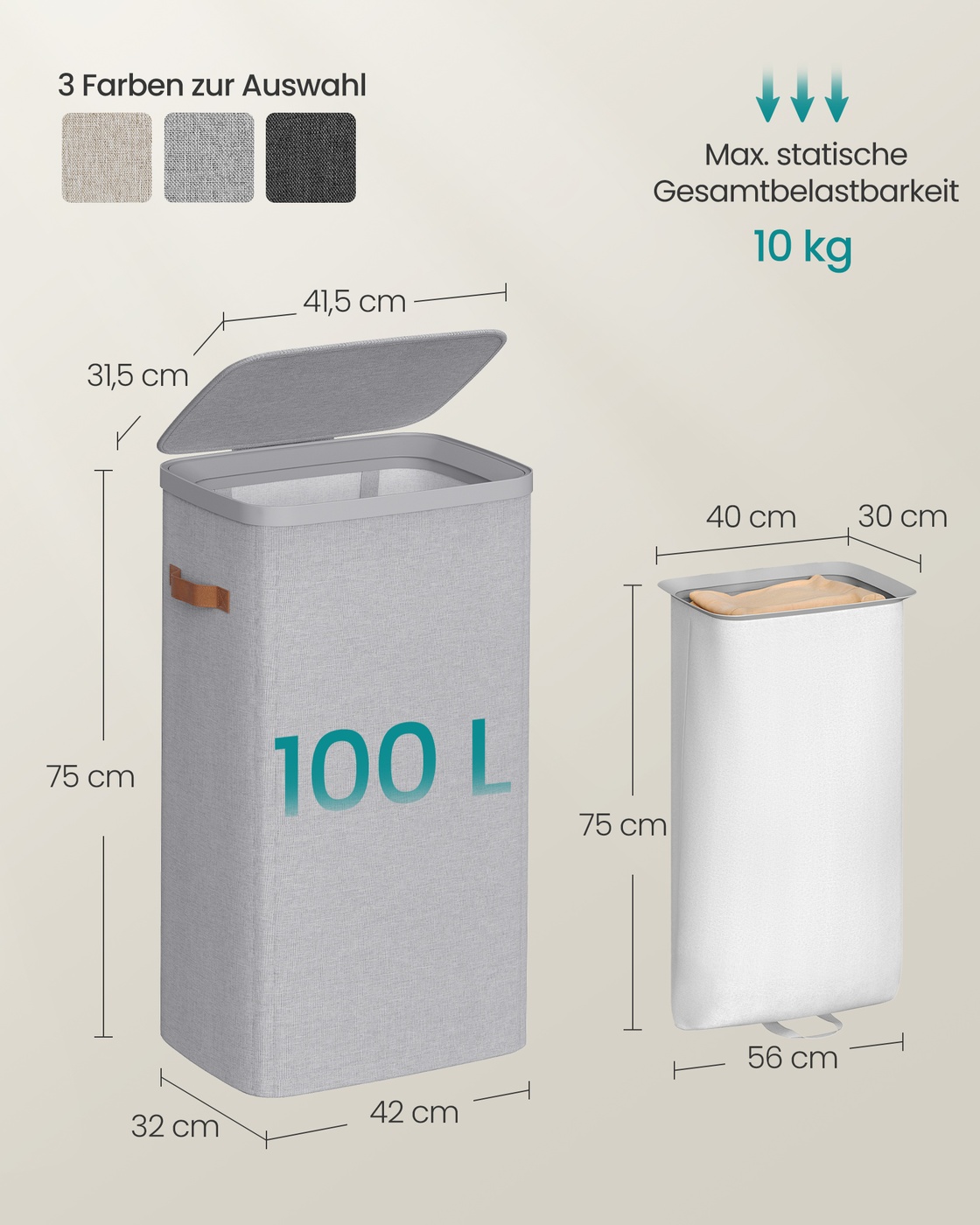 Practical laundry basket with compartments and lid - Image 6