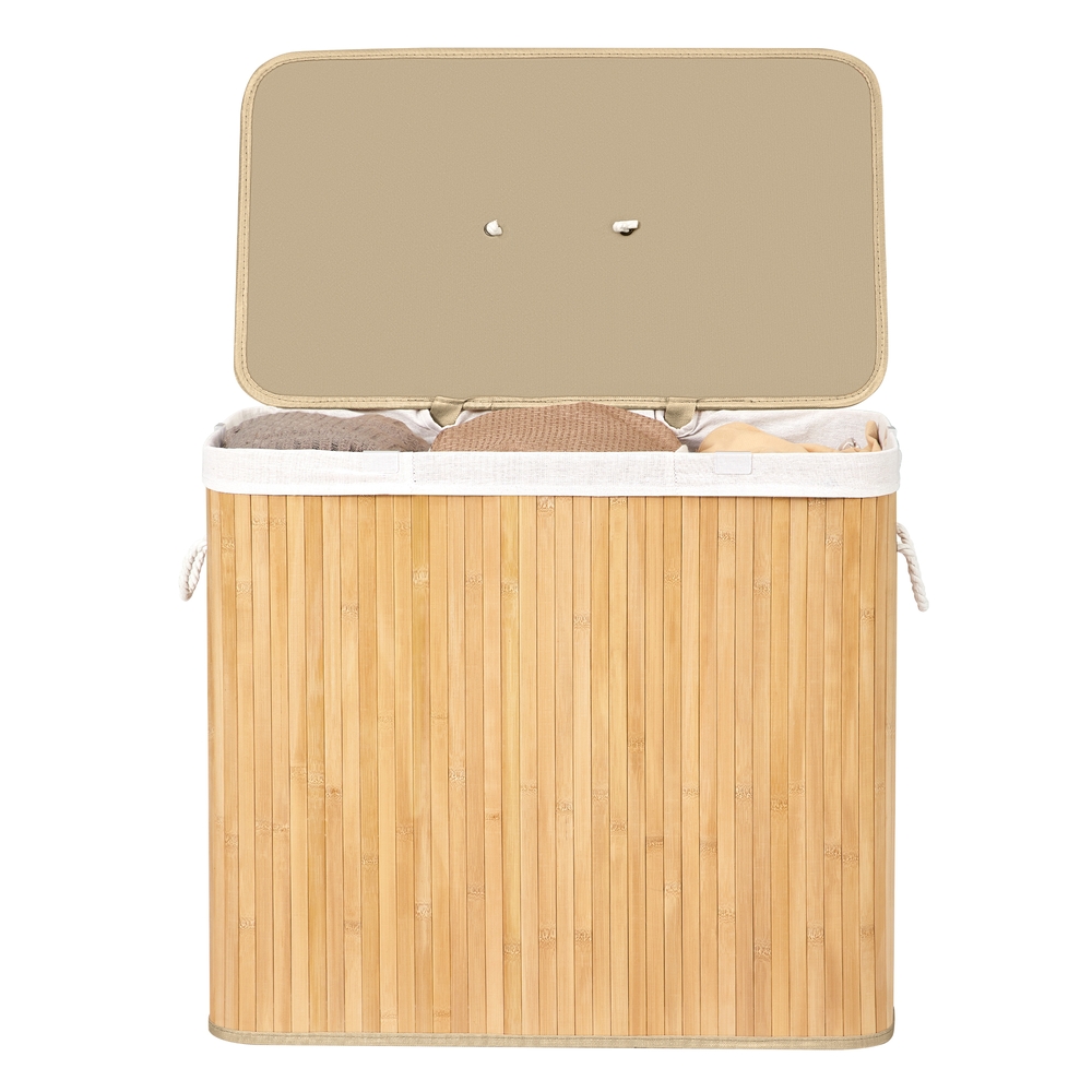 Laundry basket with lid, 3 compartments, 170 liters