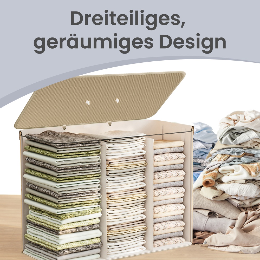 Laundry basket with lid, 3 compartments, 170 liters - Image 8