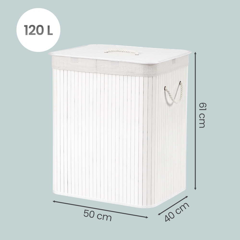 Laundry basket with lid, 2 compartments, 120 liters - Image 4